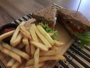 Tofu sandwich at Kiwi Vegan Cafe in Tbilisi