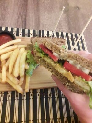 Tofu sandwich at Kiwi Vegan Cafe in Tbilisi