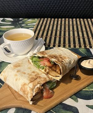 Ролл с тофу и гречишный чай  at Kiwi Vegan Cafe in Tbilisi