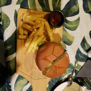 Tofu burger at Kiwi Vegan Cafe in Tbilisi