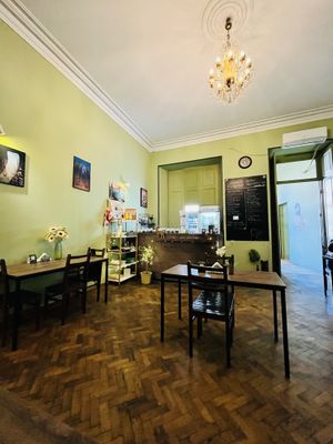One of the dining areas   at Kiwi Vegan Cafe in Tbilisi