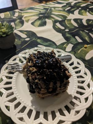 Millionaire cake at Kiwi Vegan Cafe in Tbilisi