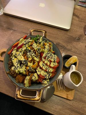 Protein bowl at Kiwi Vegan Cafe in Tbilisi