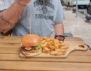 Tofu burger at Kiwi Vegan Cafe in Tbilisi