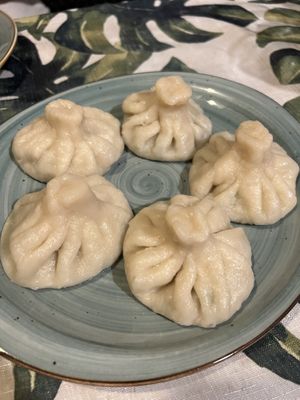 Soy filled khinkali (dumplings)  at Kiwi Vegan Cafe in Tbilisi