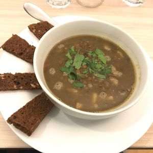 Lentil soup- SO good !!  at Kiwi Vegan Cafe in Tbilisi