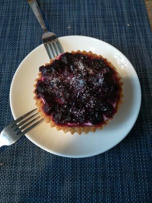 Cherry tart at Kiwi Vegan Cafe in Tbilisi