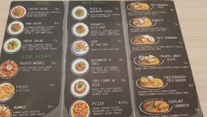 Menu at Kiwi Vegan Cafe in Tbilisi