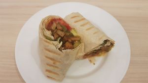 Tofu sharwma (get it spicy!) at Kiwi Vegan Cafe in Tbilisi