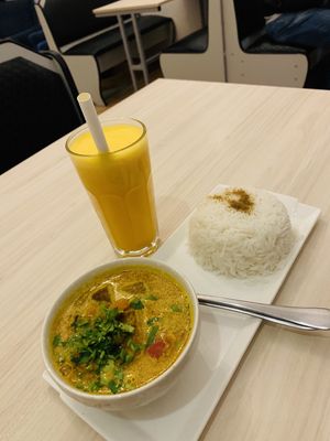 Tofu curry with rice  at Kiwi Vegan Cafe in Tbilisi