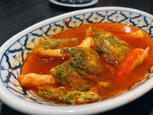 Thai sour soup with mixed veggies at Baan Ying in Samut Prakan