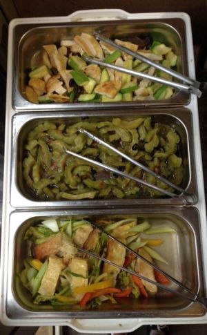 Gourd, tofu and zucchini, bean curd and celery at CS Vegan in Hong Kong Island