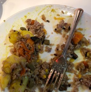 my messy plate at CS Vegan in Hong Kong Island