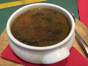 miso soup at Casa Griega in Barcelona