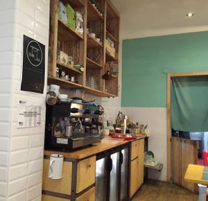 coffee prep area at Casa Griega in Barcelona