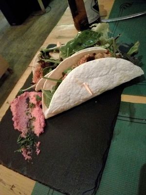 Quinoa burrito with hummus at Casa Griega in Barcelona