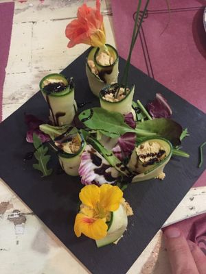 Edible flowers! at Casa Griega in Barcelona