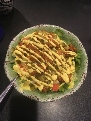 Cheeseburger rice bowl at Wild Alchemy in Wallingford