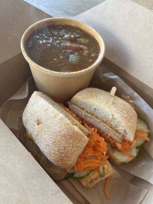 Local Vegan Bahn Mi Sandwich & Vegan Smoky Lentil Tomato Soup  at Not Only Juice in Willimantic