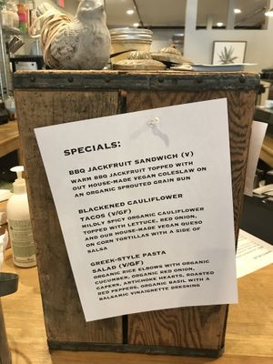 Specials at Not Only Juice in Willimantic