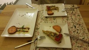 Pastel de seitan at Bicocina Organic in Madrid