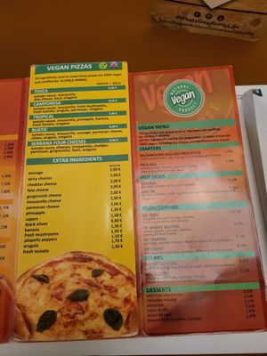 Vegan menu at Francesinhas Al Forno da Baixa in Porto