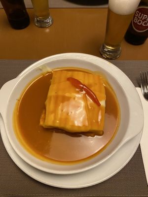 Vegan francesinha with Seitan   at Francesinhas Al Forno da Baixa in Porto