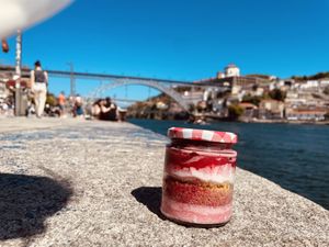 Always come back for their red fruit cheesecake   at Francesinhas Al Forno da Baixa in Porto