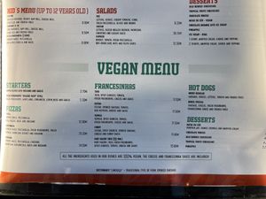 Vegan menu  at Francesinhas Al Forno da Baixa in Porto