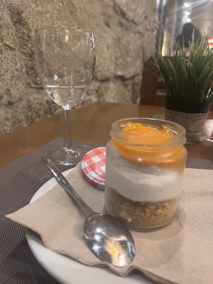 Vegan dessert - pumpkin jam, cream, ...  at Francesinhas Al Forno da Baixa in Porto