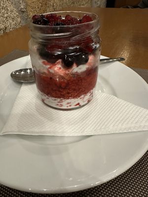 Wild berries cheesecakee  at Francesinhas Al Forno da Baixa in Porto
