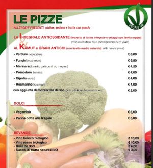 Vegan Pizzas Menu at Ciak Brasserie in Porto Sant Elpidio