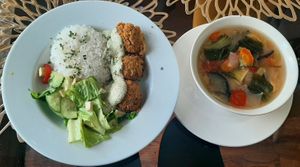 Lunch set at Bosco Verde Italian Vegan Restaurant in Ulaanbaatar