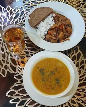 Lunch set at Bosco Verde Italian Vegan Restaurant in Ulaanbaatar