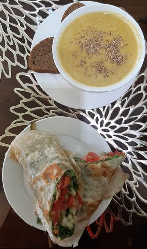 Lunch set at Bosco Verde Italian Vegan Restaurant in Ulaanbaatar