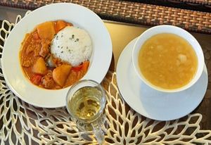 Lunch set at Bosco Verde Italian Vegan Restaurant in Ulaanbaatar