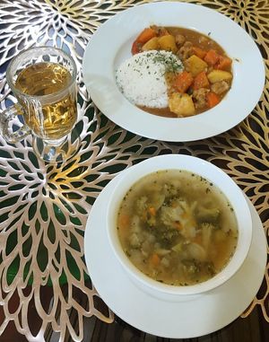 Lunch set at Bosco Verde Italian Vegan Restaurant in Ulaanbaatar