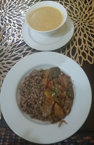 Lunch set at Bosco Verde Italian Vegan Restaurant in Ulaanbaatar