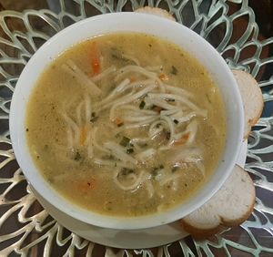 Noodle soup at Bosco Verde Italian Vegan Restaurant in Ulaanbaatar