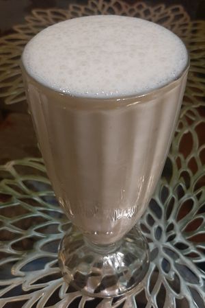 Banana shake at Bosco Verde Italian Vegan Restaurant in Ulaanbaatar