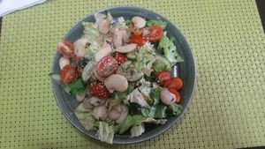 White bean salad at Bosco Verde Italian Vegan Restaurant in Ulaanbaatar