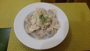 Spinach tortellini at Bosco Verde Italian Vegan Restaurant in Ulaanbaatar