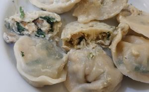 Spinach tortellini at Bosco Verde Italian Vegan Restaurant in Ulaanbaatar