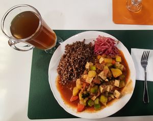 Gigner tea, Goulash at Vitos Vegan - Витос веган in Ulaanbaatar