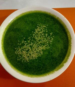 Spinach soup at Vitos Vegan - Витос веган in Ulaanbaatar