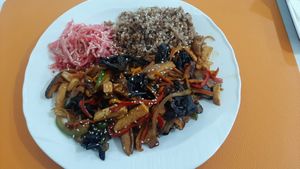 Wood ear mushroom stir fry at Vitos Vegan - Витос веган in Ulaanbaatar