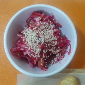 Salad (side dish for the vegan khuushuur) at Vitos Vegan - Витос веган in Ulaanbaatar