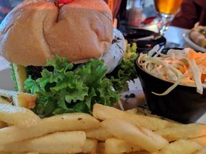 Burger at La Plage in St Julians