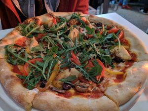 Pizza at La Plage in St Julians