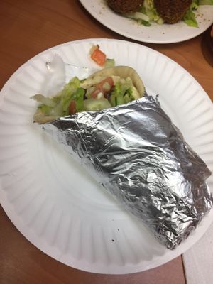 falafel sandwich!  at Falafel Hut in Rehoboth Beach